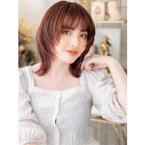 暖色系カラーひし形ミディ小顔ハッシュカット　バーガンディ - COVER HAIR bliss【カバーヘア ブリス】北浦和/北浦和西口店【カバー ヘア ブリス キタウラワ キタウラワニシグチテン】掲載中