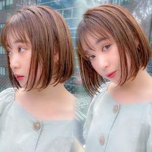 ミニボブ/切りっぱなしボブ/小顔見せ/ショートボブ