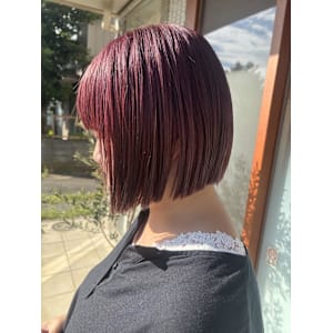 レッドカラー/ボブ/ブリーチカラー/レッドブラウン