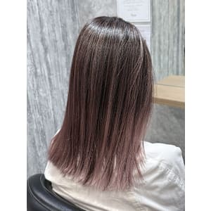 スモーキーピンク×エアータッチバレイヤージュ[博多美容室]