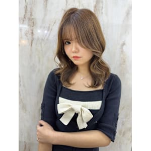 ミディアム/暗めカラー/デザインカラー/フェイスフレーミング