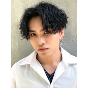 メンズカット×コンマバング×波巻きツイストスパイラルパーマ