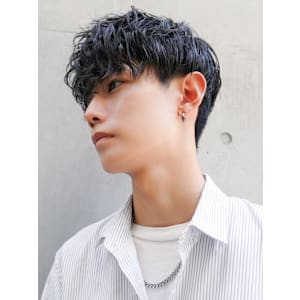 ニュアンスパーマ×メンズ刈り上げツーブロックマッシュ