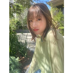 透け感バング/ナチュラルミディ/大人女性/艶カラー