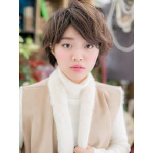 洗練アシンメトリー…くせ毛風ネオウルフ　チョコレートブラウン