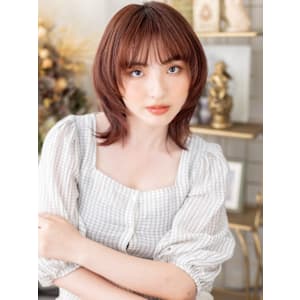暖色系カラーひし形ミディ小顔ハッシュカット　バーガンディ - COVER HAIR & SPA bliss【カバーヘア アンド スパ ブリス】浦和/浦和西口店【カバー ヘア アンド スパ ブリス ウラワ ウラワニシグチテン】掲載中