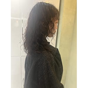 レッドブラウン×パーマ