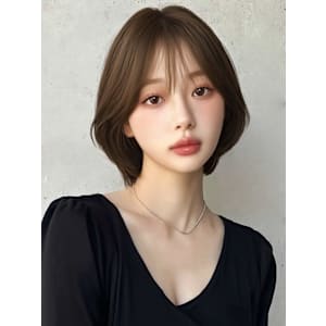 韓国風/ショートヘア/顔周りカット/くびれヘア/透明感カラー