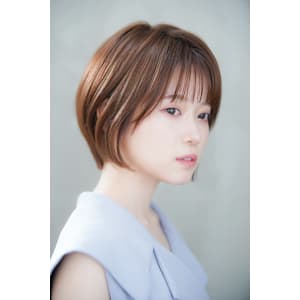 【丸みショートボブ/透け感カラー】