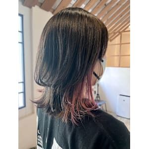 インナーカラーピンク/ウルフレイヤー/20代/30代/40代