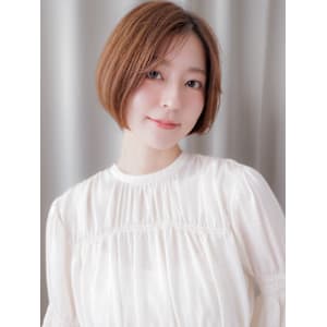 透明感カラーオレンジベージュかきあげショートボブ30代40代 - COVER HAIR bliss【カバーヘア ブリス】上尾/上尾西口店【カバーヘアブリス アゲオ アゲオニシグチテン】掲載中