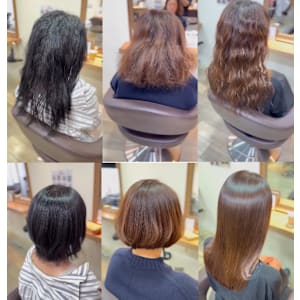 【極艶プレミアム縮毛矯正]＋カット+髪質改善トリートメント