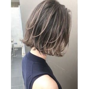 大人可愛い20代30代40代 外ハネボブ ハイライト ピンク