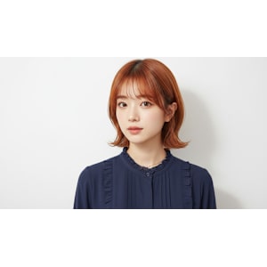 オレンジブラウンカラー×ミディアムレイヤー