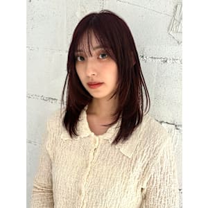 【YOKE】レイヤーミディアム前髪顔周りブリーチなし暖色