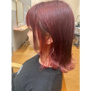 カシスカラー×インナーカラーレッド/20代/30代/40代 - chill out 塚口本町店【チルアウト ツカグチホンマチテン】掲載中