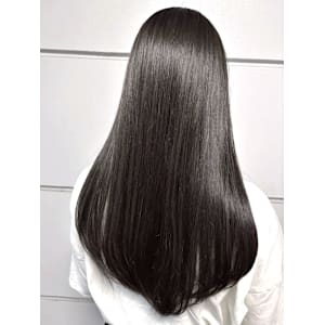 ロング 黒髪 髪質改善トリートメント アッシュブラック 艶髪