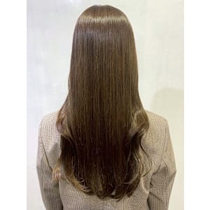 ダブルカラー ミルキーベージュ ロング 髪質改善カラー 艶髪