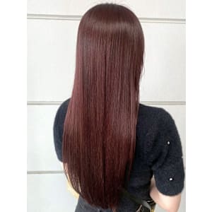 ダブルカラー レッドブラウン ロング ストレート 20代