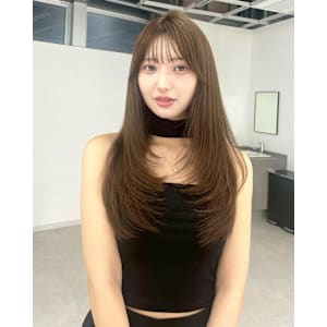 ハッシュカット　レイヤー　マロンベージュ　20代　銀座