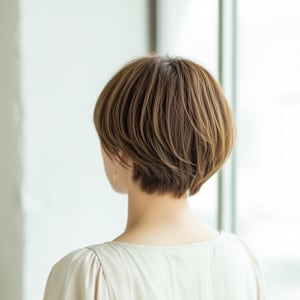 丸みとツヤで魅せる、大人上品ショートヘア