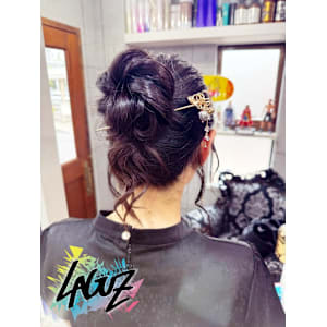 【ヘアセット】和モダンまとめ髪×金飾りヘアアレンジ