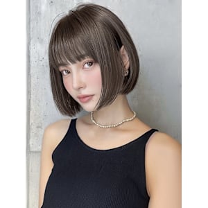 韓国風/ボブ/顔周りカット/前下がりボブ/透明感カラー