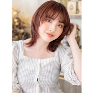 暖色系カラーひし形ミディ小顔ハッシュカット　バーガンディ - COVER HAIR bliss【カバーヘア ブリス】戸田公園/戸田公園西口店【カバーヘアブリス トダコウエン トダコウエンニシグチテン】掲載中