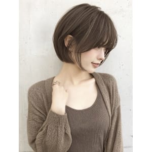 丸みショート/顔周りカット/ショートボブ/透明感カラー