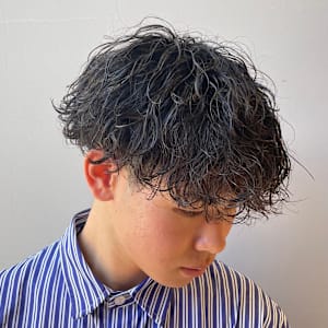 【メンズ大人ヘア】波巻き スパイラル × ツーブロック