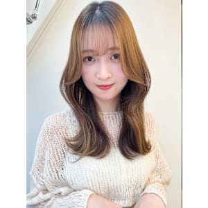 韓国風くびれヘア◎小顔前髪カット透明感カラーベージュカラー