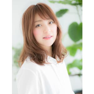 【LYZY】斜めバング×ベージュピンクロブヘア