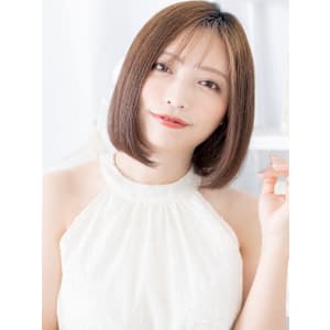 韓国風インナーカラー小顔切りっぱなしボブ　ヘーゼルブラウン