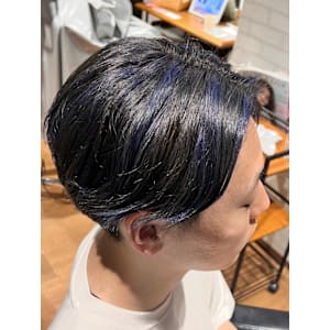 ネイビーブルーの柔らかシースルーマッシュ