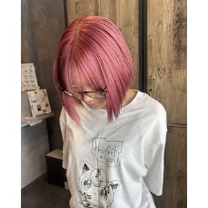 ピンク/ボブ/ミニボブ/ブリーチ/ブリーチなしダブルカラー