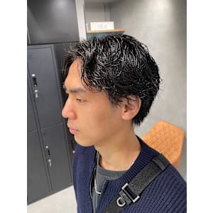 銀座/有楽町/メンズ/毛流れパーマ/白髪ぼかしハイライト