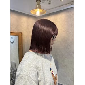 ♪結べる切りっぱなしボブ×ワインレッドカラー