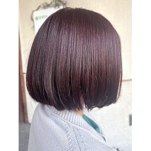 ラベンダーカラー 丸みボブ 艶髪ボブ ブリーチなしカラー