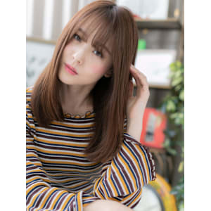 シースルーバング外国人風ピンクブラウン　チャコールグレー