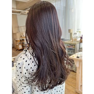 赤みチョコレートブラウンココアブラウンロングレイヤーカット