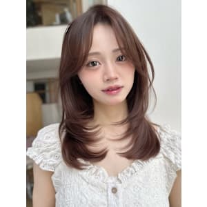 ハッシュカットレイヤーカットフェイスレイヤーココアグレージュ