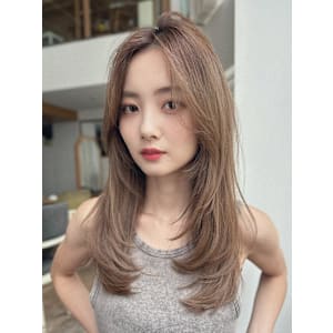 ブリーチなし小顔レイヤーカットロングレイヤー内巻きレイヤー