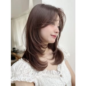 ハッシュカットレイヤーカットフェイスレイヤーココアグレージュ