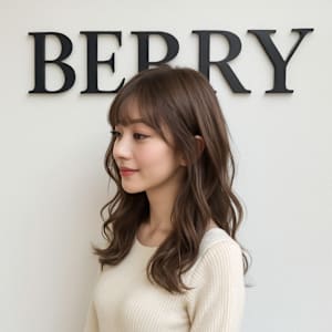 モテレイヤーミディ抜け感シースルーバングミルクティーベージュ - hairs BERRY 長住店【ヘアズベリーナガズミテン】掲載中