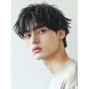 ニュアンスパーマ マッシュヘア メンズカット センターパート