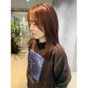 顔周りレイヤー/髪質改善カラー/カカオブラウン