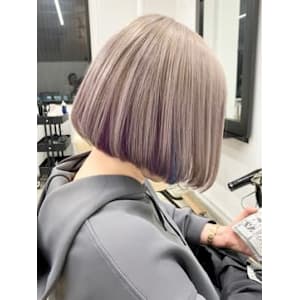 ホワイトベージュ/ボブ/インナーカラー/ユニコーンカラー