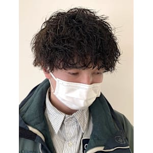 メンズパーマ波巻きツイストスパイラル刈り上げセンターパート
