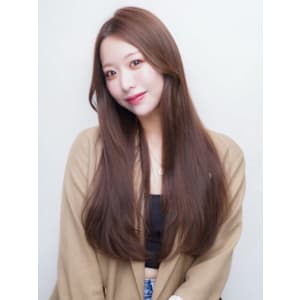 グレージュカラー ロングヘア 髪質改善 カラーストレート