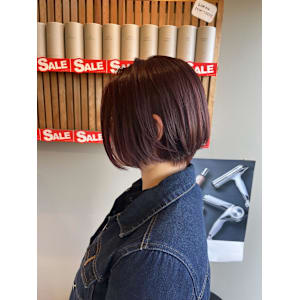 ショートボブ×ボルドー - 半個室型美容室 Sourire 今宿店【ハンコシツガタビヨウシツ スーリール イマジュクテン】掲載中